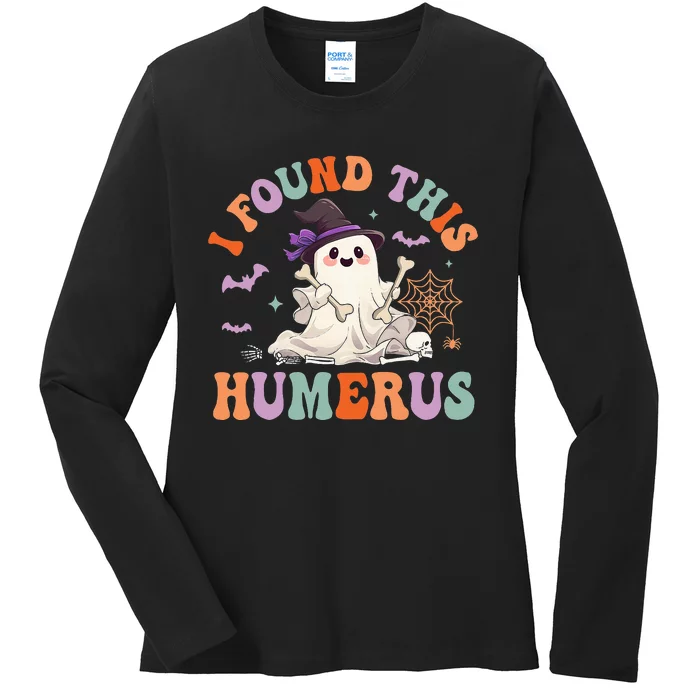 I Found This Humerus Pun Joke Humorous Halloween Ladies Long Sleeve Shirt