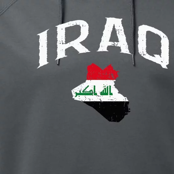 Iraq Flag Throwback Sport Souvenir Performance Fleece Hoodie