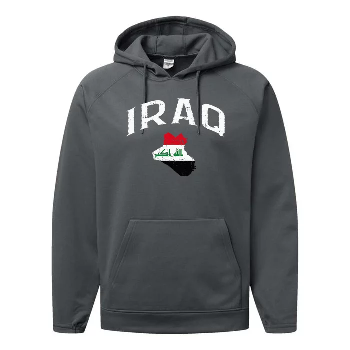 Iraq Flag Throwback Sport Souvenir Performance Fleece Hoodie