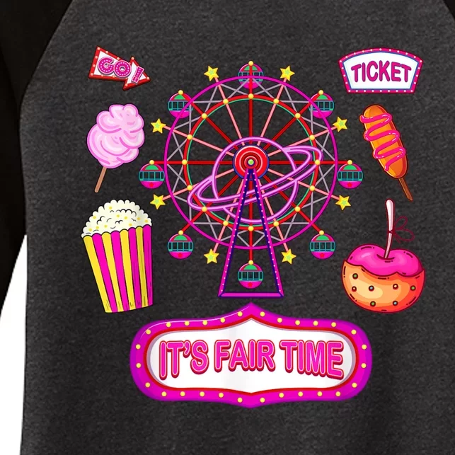 Its Fair Time Funny State Fair Ferris Wheel And Good Food Women's Tri-Blend 3/4-Sleeve Raglan Shirt