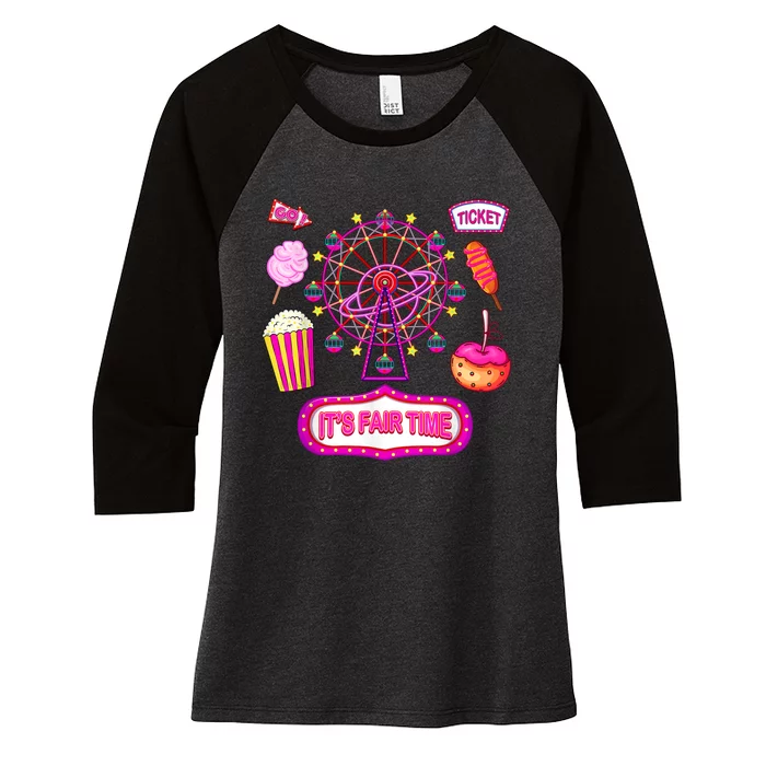 Its Fair Time Funny State Fair Ferris Wheel And Good Food Women's Tri-Blend 3/4-Sleeve Raglan Shirt