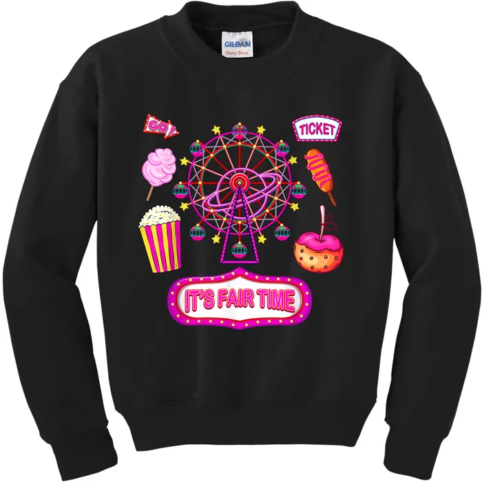 Its Fair Time Funny State Fair Ferris Wheel And Good Food Kids Sweatshirt