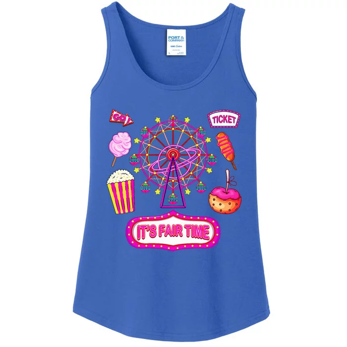 Its Fair Time Funny State Fair Ferris Wheel And Good Food Ladies Essential Tank