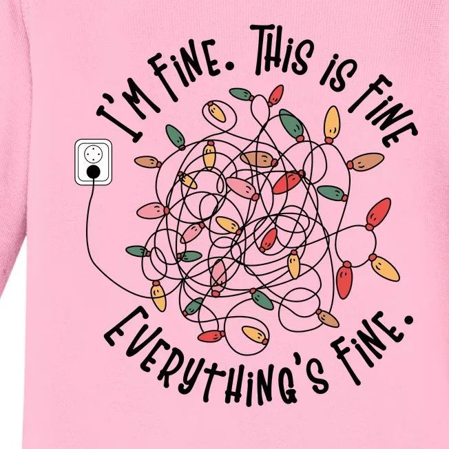 Im Fine This Is Fine Everything Is Fine Funny Christmas Baby Long Sleeve Bodysuit