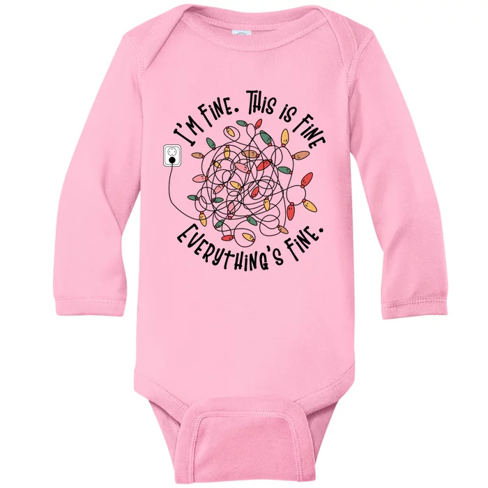 Im Fine This Is Fine Everything Is Fine Funny Christmas Baby Long Sleeve Bodysuit