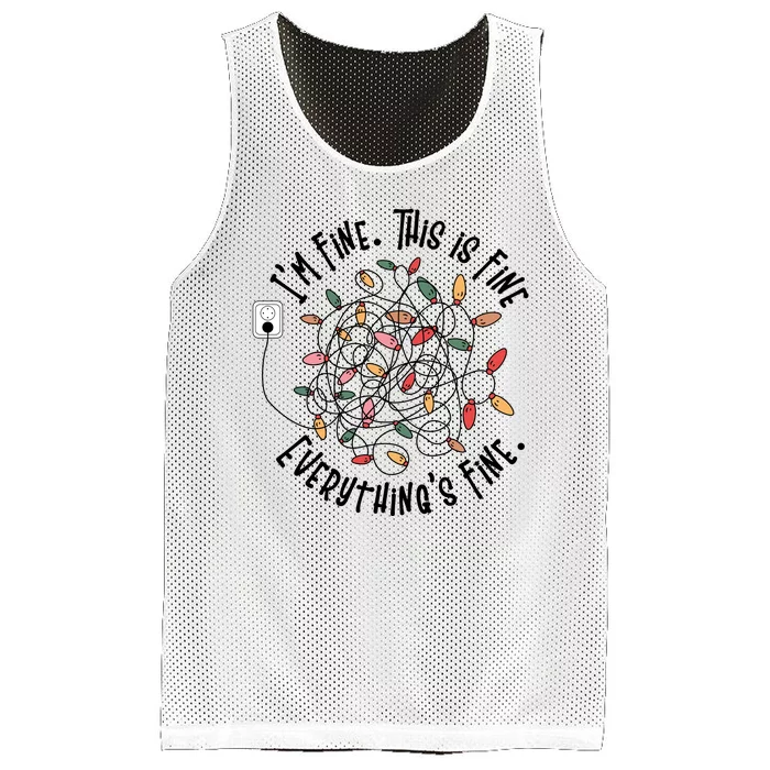 Im Fine This Is Fine Everything Is Fine Funny Christmas Mesh Reversible Basketball Jersey Tank