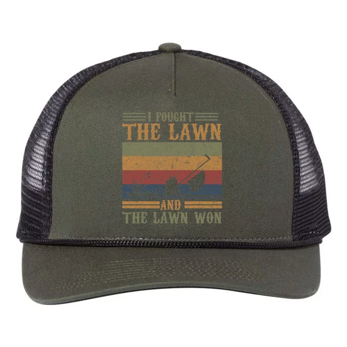 I Fought The Lawn And The Lawn Won Retro Rope Trucker Hat Cap