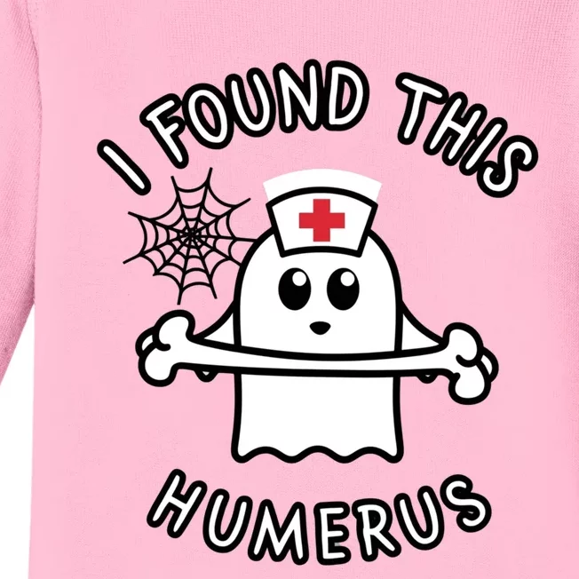 I Found This Humerus Funny Ghost Nurse Halloween Design Baby Long Sleeve Bodysuit