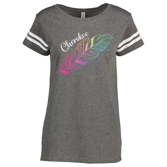 Indigenous Feather Tee Native American Cherokee Tribe Enza Ladies Jersey Football T-Shirt