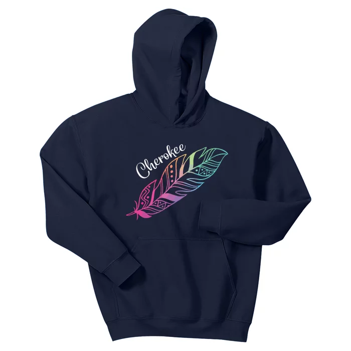 Indigenous Feather Tee Native American Cherokee Tribe Kids Hoodie