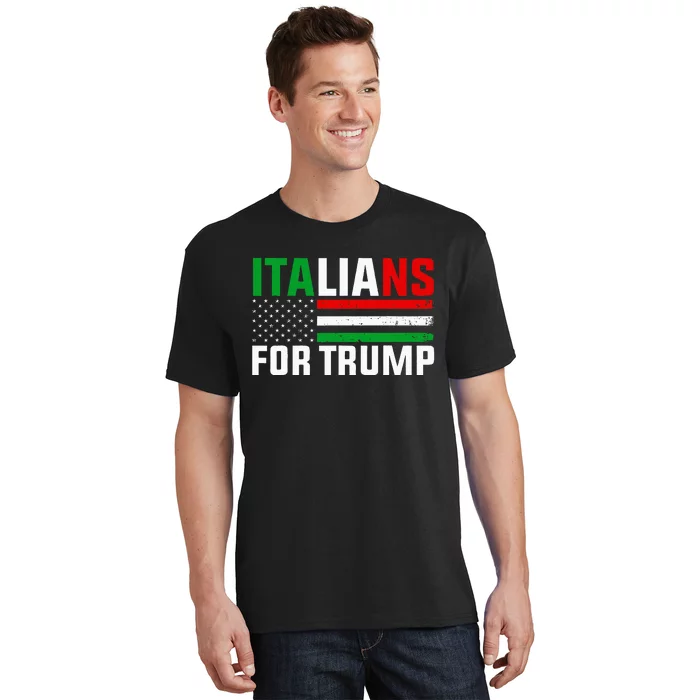 Italians For Trump Usa Flag Trump 2024 Elections Pro Trump T-Shirt