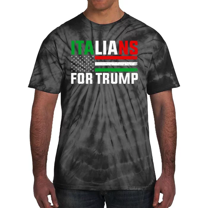 Italians For Trump Usa Flag Trump 2024 Elections Pro Trump Tie-Dye T-Shirt