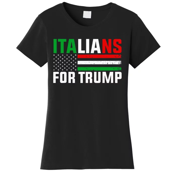 Italians For Trump Usa Flag Trump 2024 Elections Pro Trump Women's T-Shirt