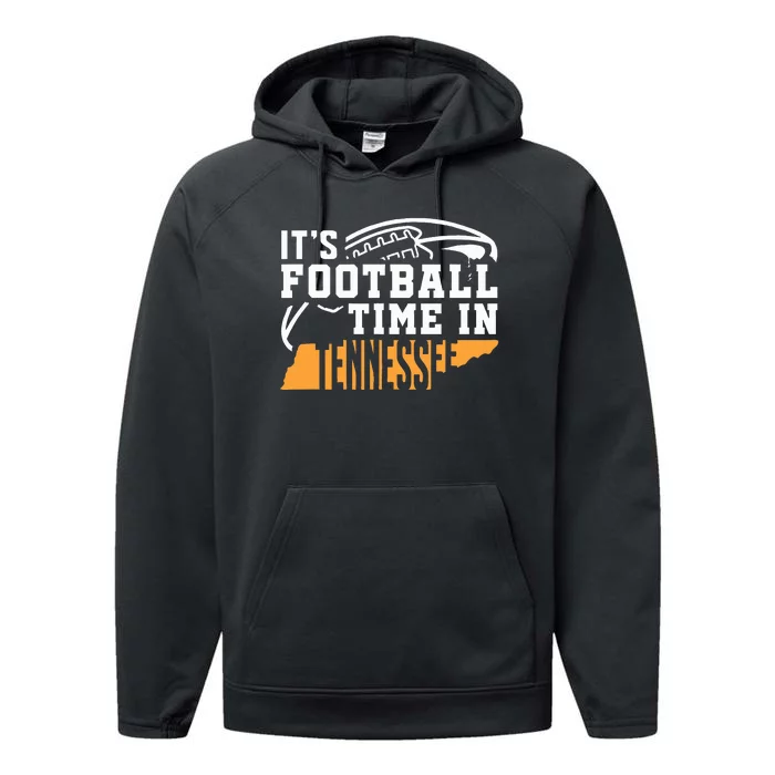 ItS Football Time In Tennessee Orange And White Performance Fleece Hoodie