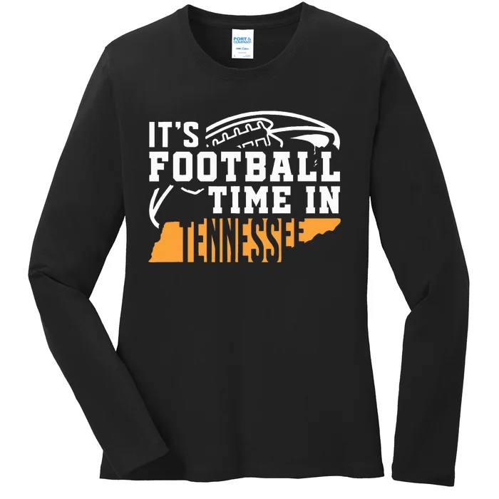 ItS Football Time In Tennessee Orange And White Ladies Long Sleeve Shirt