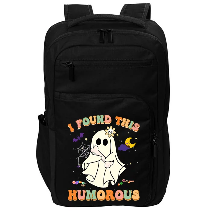 I Found This Humerus Retro Ghost Pun Joke Humorous Halloween Cool Gift Impact Tech Backpack