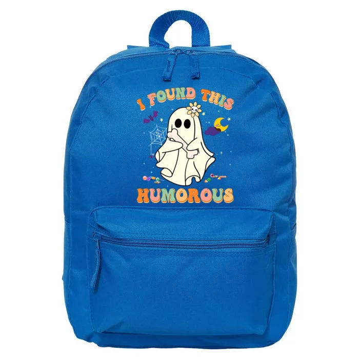 I Found This Humerus Retro Ghost Pun Joke Humorous Halloween Cool Gift 16 in Basic Backpack