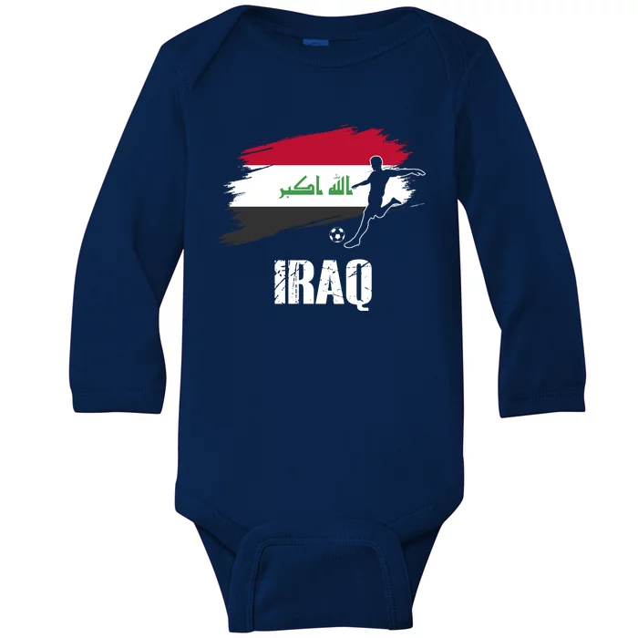 Iraq Football Team Player Flag Baby Long Sleeve Bodysuit