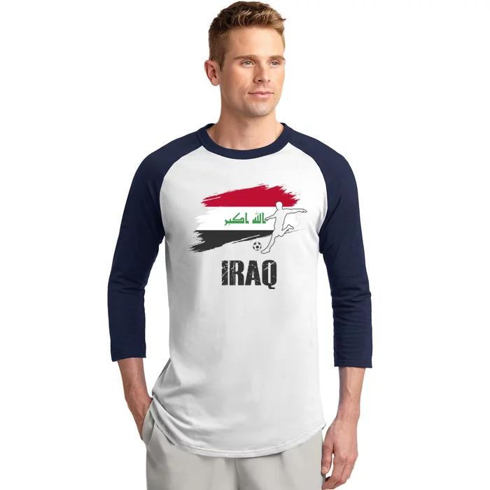 Iraq Football Team Player Flag Baseball Sleeve Shirt