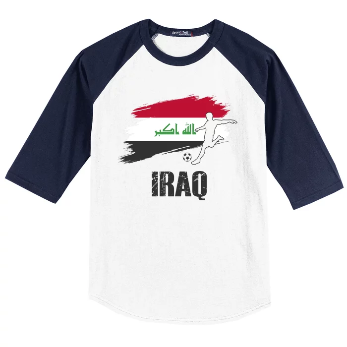 Iraq Football Team Player Flag Baseball Sleeve Shirt