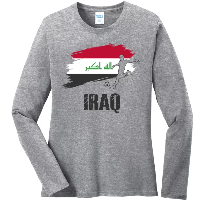 Iraq Football Team Player Flag Ladies Long Sleeve Shirt