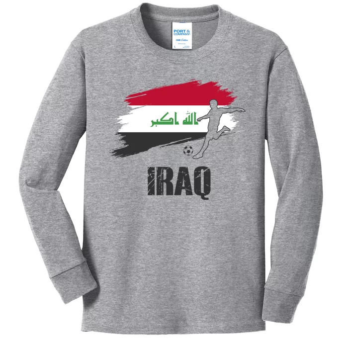 Iraq Football Team Player Flag Kids Long Sleeve Shirt