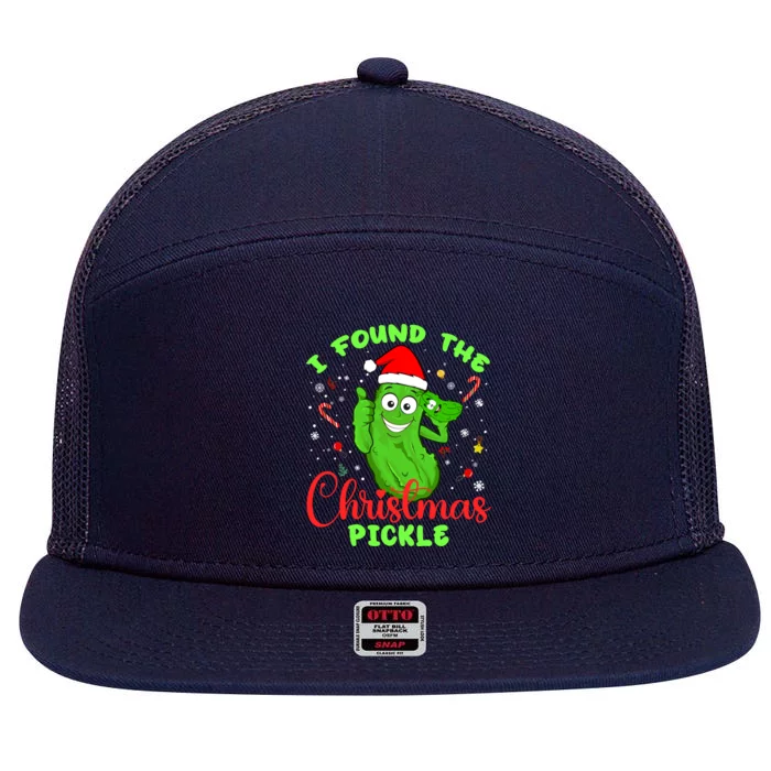 I Found The Christmas Pickle Funny Xmas Party Gift 7 Panel Mesh Trucker Snapback Hat