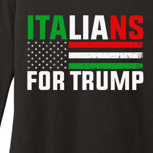 Italians For Trump Usa Flag Trump 2024 Elections Pro Trump Womens CVC Long Sleeve Shirt