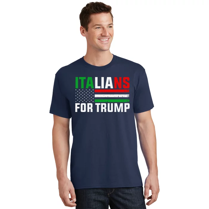 Italians For Trump Usa Flag Trump 2024 Elections Pro Trump T-Shirt