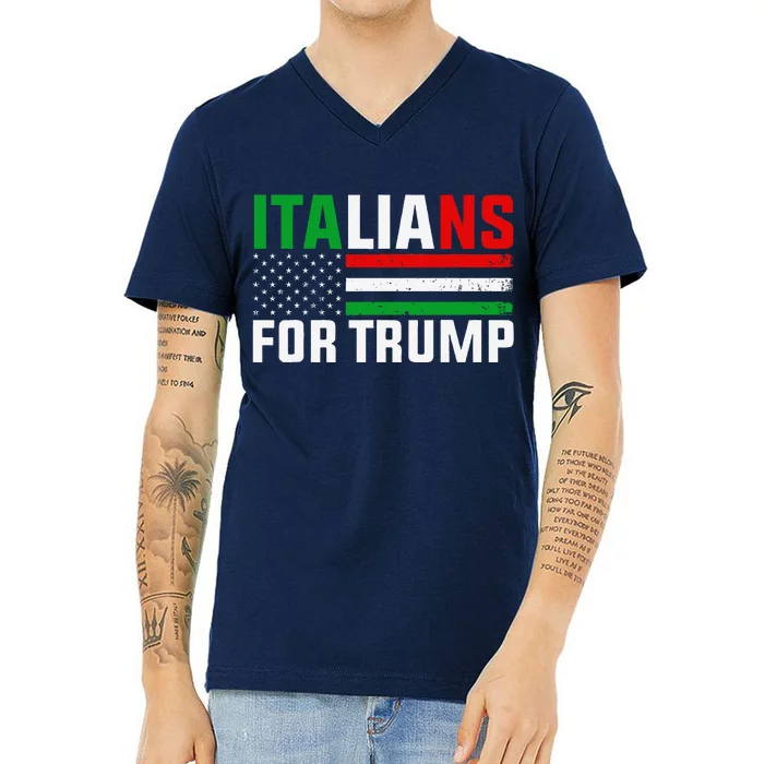 Italians For Trump Usa Flag Trump 2024 Elections Pro Trump V-Neck T-Shirt