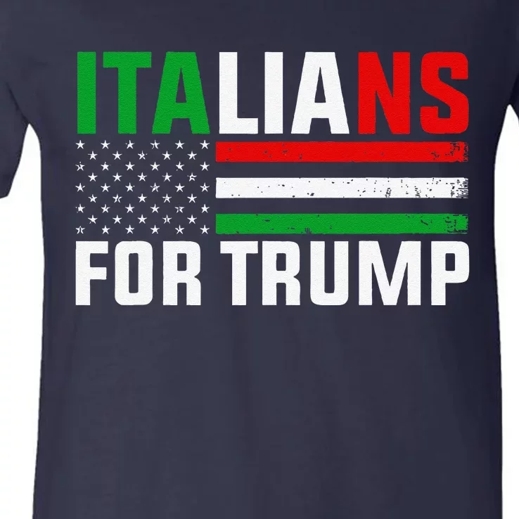 Italians For Trump Usa Flag Trump 2024 Elections Pro Trump V-Neck T-Shirt