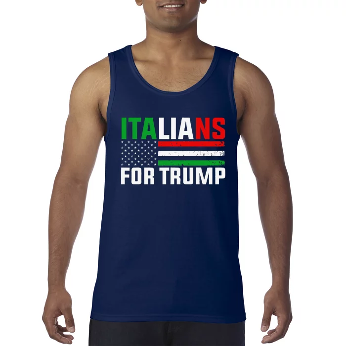 Italians For Trump Usa Flag Trump 2024 Elections Pro Trump Tank Top