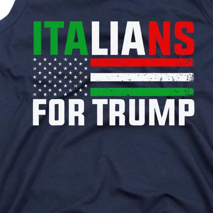 Italians For Trump Usa Flag Trump 2024 Elections Pro Trump Tank Top