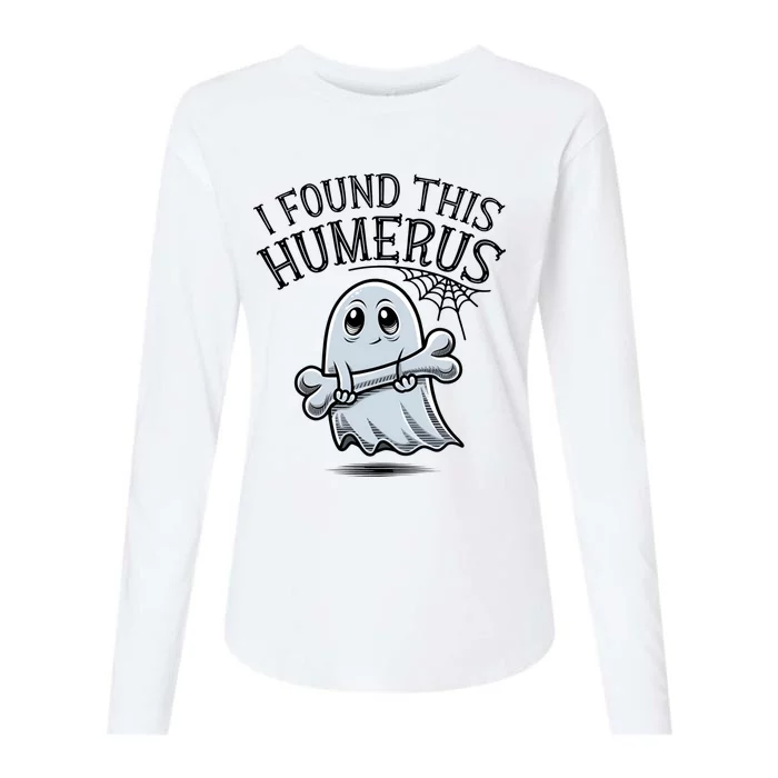 I Found This Humerus Halloween Ghost Bone Humorous Funny Gift Womens Cotton Relaxed Long Sleeve T-Shirt