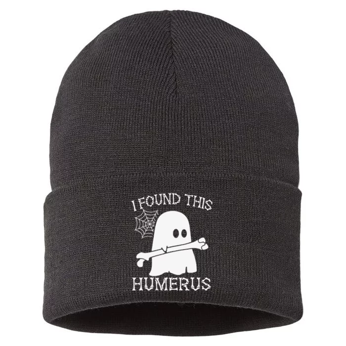 I Found This Humerus Halloween Ghost Humorous Gift Sustainable Knit Beanie