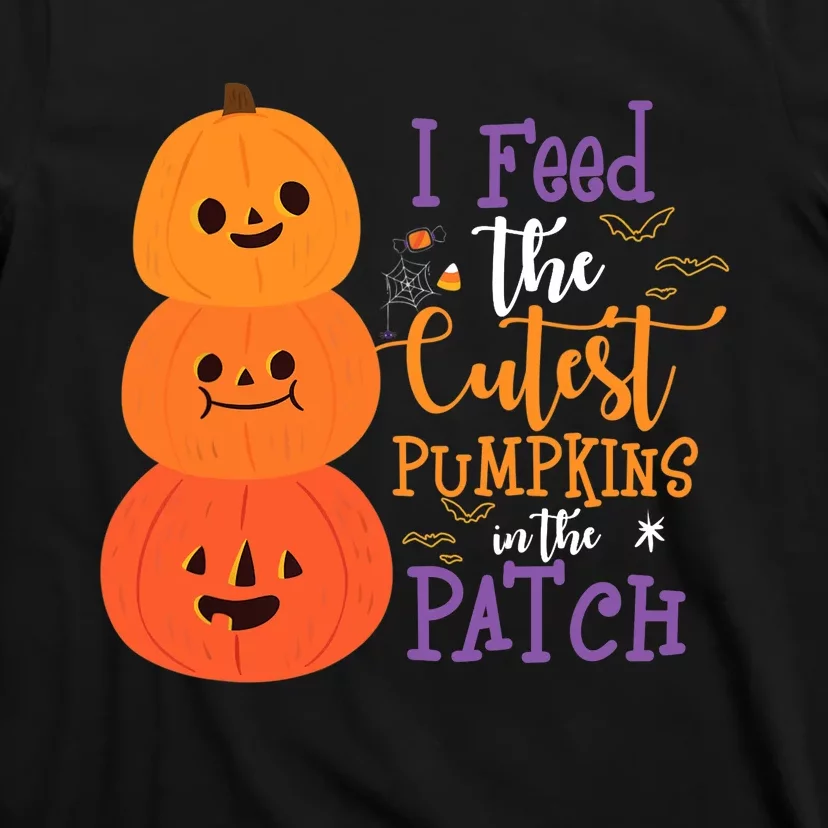 I Feed The Cutest Pumpkins In The Patch Halloween Lunch Lady T-Shirt