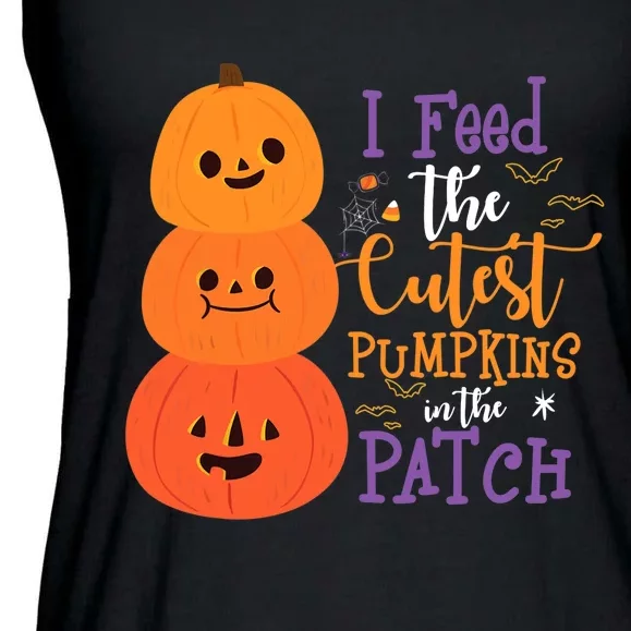 I Feed The Cutest Pumpkins In The Patch Halloween Lunch Lady Ladies Essential Flowy Tank