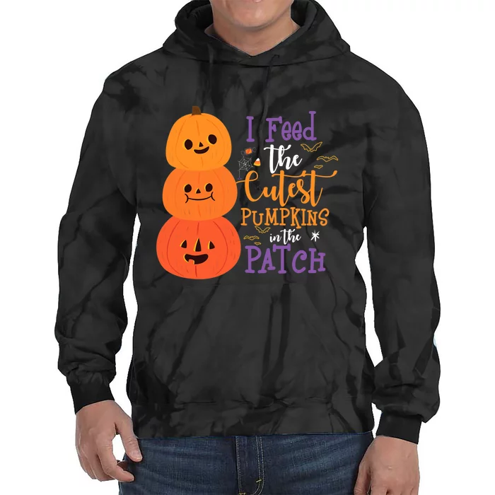 I Feed The Cutest Pumpkins In The Patch Halloween Lunch Lady Tie Dye Hoodie