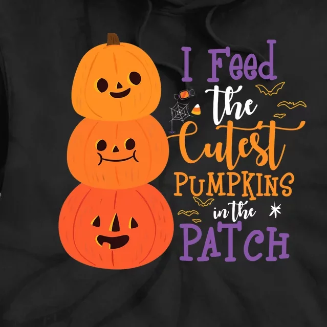 I Feed The Cutest Pumpkins In The Patch Halloween Lunch Lady Tie Dye Hoodie