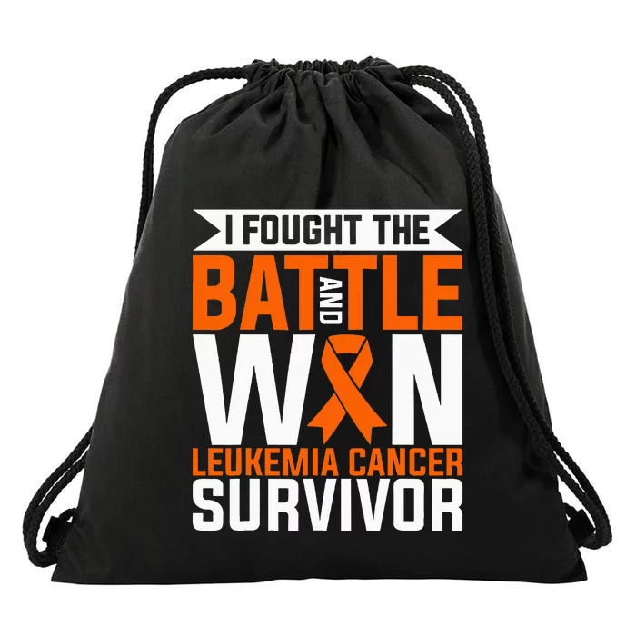 I Fought The Battle And Win Leukemia Cancer Survivor Drawstring Bag