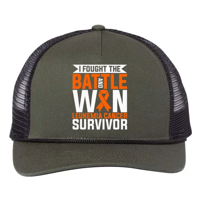 I Fought The Battle And Win Leukemia Cancer Survivor Retro Rope Trucker Hat Cap