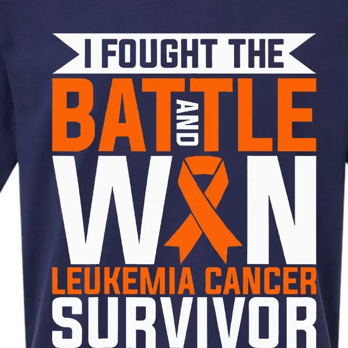 I Fought The Battle And Win Leukemia Cancer Survivor Sueded Cloud Jersey T-Shirt