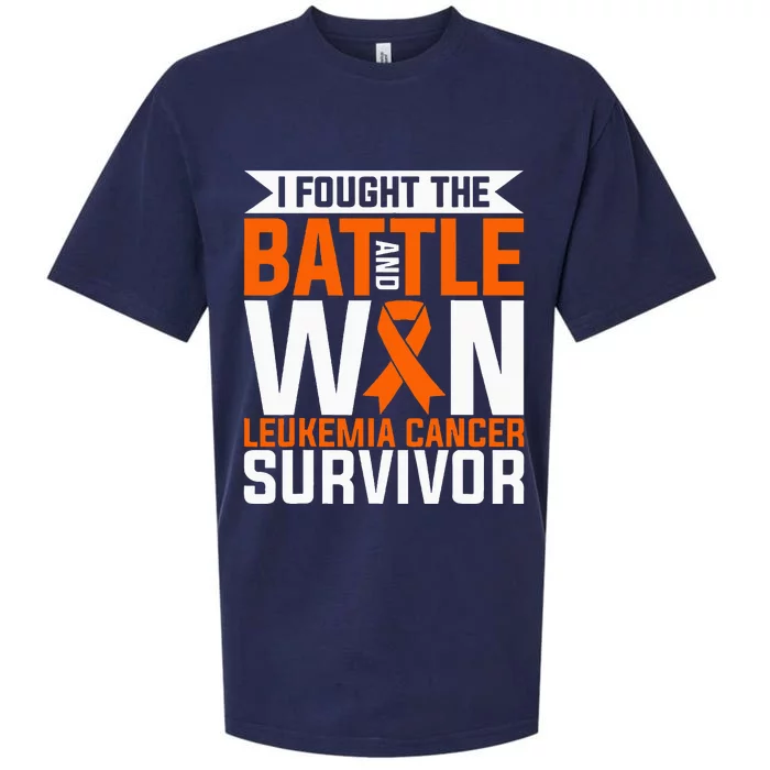 I Fought The Battle And Win Leukemia Cancer Survivor Sueded Cloud Jersey T-Shirt