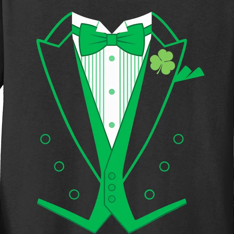 Irish Formal Tuxedo St. Patrick's Day Kids Long Sleeve Shirt