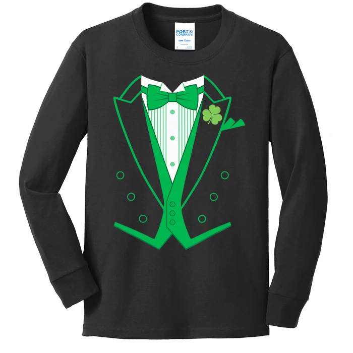 Irish Formal Tuxedo St. Patrick's Day Kids Long Sleeve Shirt