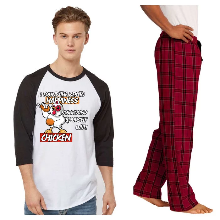 I Found The Key To Happiness, Surround Yourself With Chickens Raglan Sleeve Pajama Set