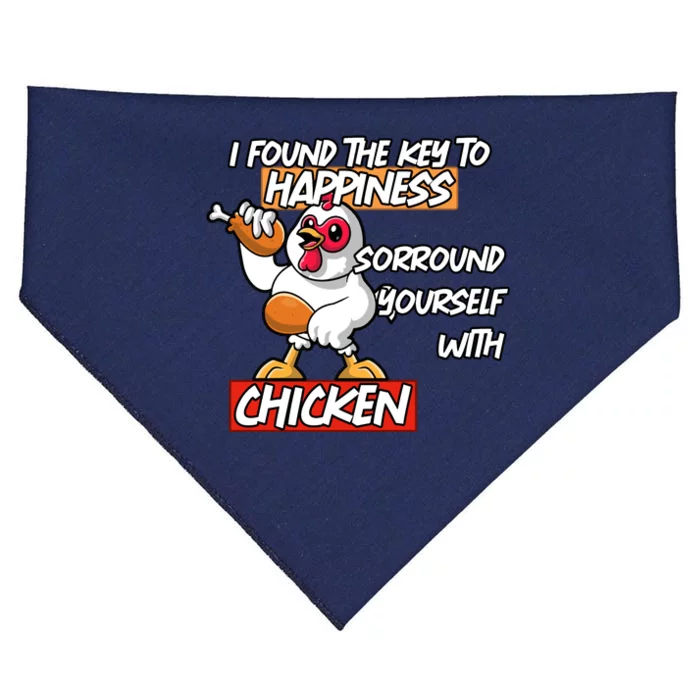 I Found The Key To Happiness, Surround Yourself With Chickens USA-Made Doggie Bandana