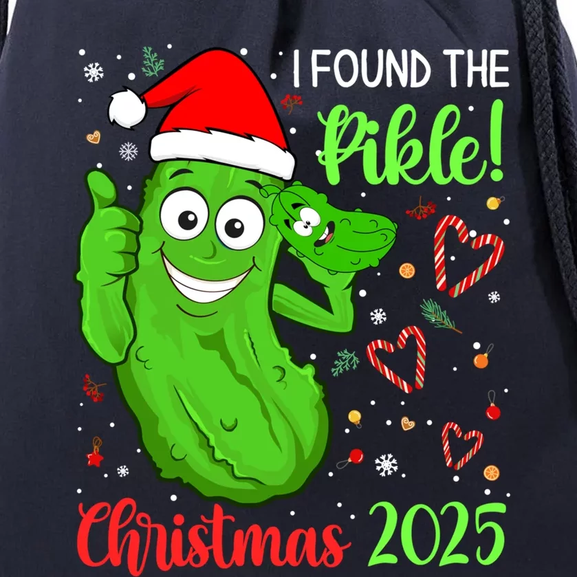 I Found The Pickle Christmas 2025 Funny Xmas Party Gift Drawstring Bag