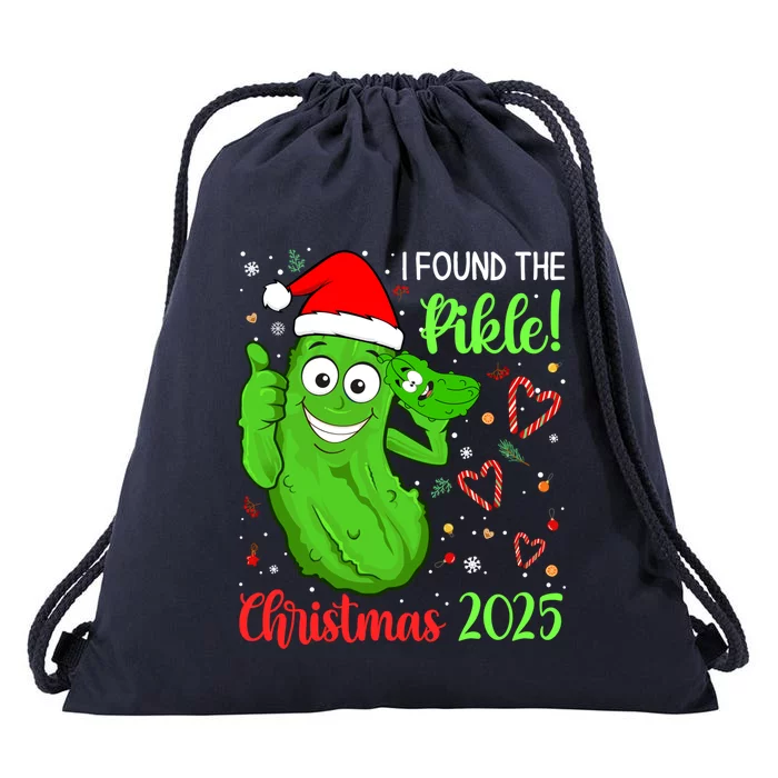 I Found The Pickle Christmas 2025 Funny Xmas Party Gift Drawstring Bag