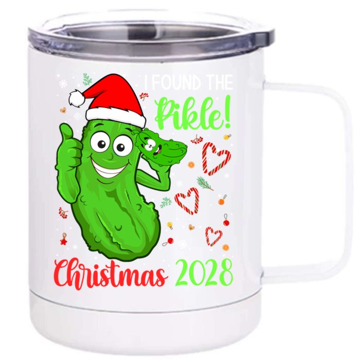 I Found The Pickle Christmas 2028 Funny Xmas Party Gift Front & Back 12oz Stainless Steel Tumbler Cup